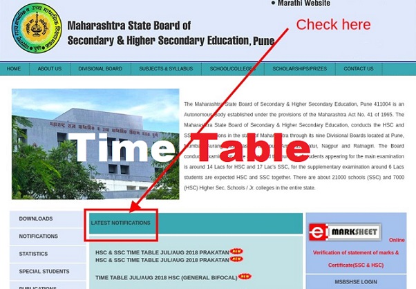 Maharashtra SSC Time Table 2019