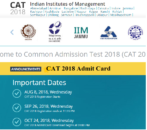 CAT Admit card 2018