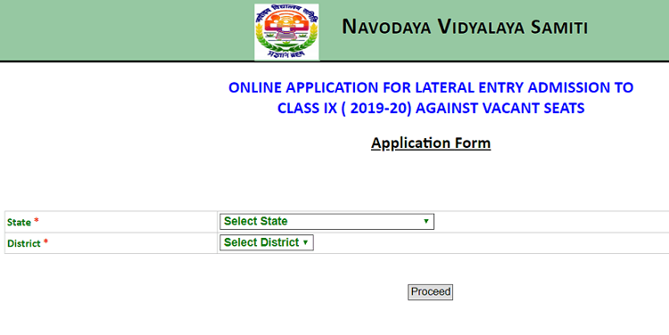 Navodaya 9th Class Admission Form 2019-20